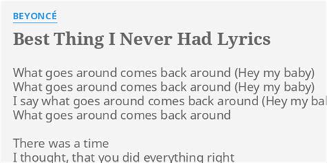 best you never had lyrics|beyoncé what goes around.